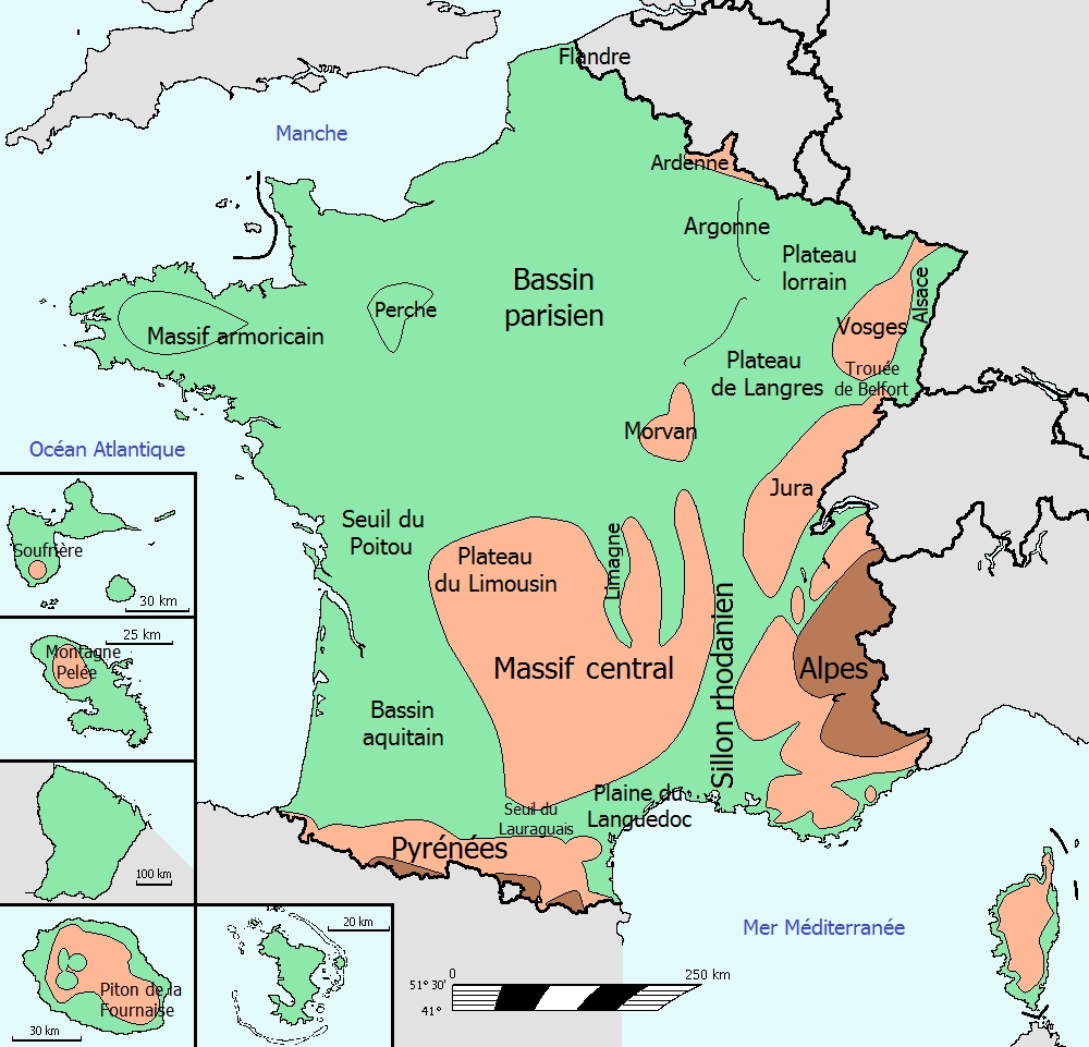 Carte des montagnes de France